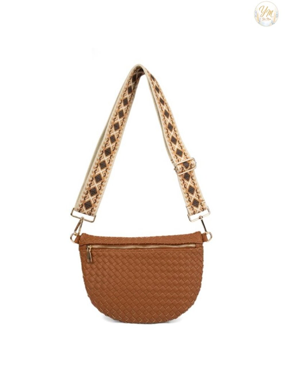 Woven Vegan Leather Crossbody Bag with Adjustable Strap
